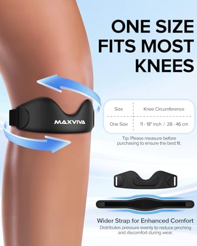 MAXVIVA Patellar Tendon Support Strap 2 Pack, Knee Brace for Women & Men, Patella Band for Running Hiking Basketball Gym Fitness Tennis Badminton Cycling, Offers Relief from Meniscus Tear and Knee Pain.