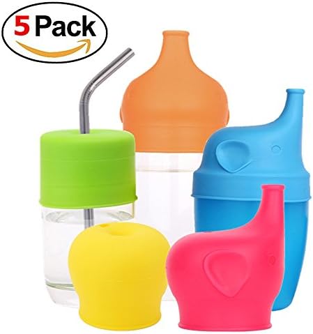 5 Packs Silicone Sippy Cup Lids with Spill-proof design for Babies and Toddler Prefer for Cup Size Φ 2.17''-3.54''