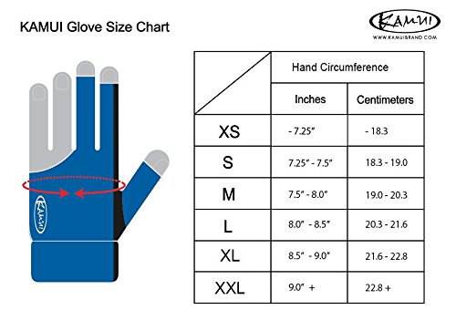 KAMUI Billiard Glove - Quickdry - for Left Hand - Red (L)