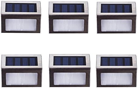 Decoroom Solar Step Lights LED Wireless Stainless Steel Step Light Waterproof Outdoor Solar Stairs Lights Security Lights Garden Pathway Floor Wall Patio Lamp with Auto On/Off, 6 Pack