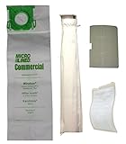 Sebo X, G Series, Windsor Sensor Series Upright Vacuum Cleaner Bags & Filter Supply Kit. Includes (10) Premium Bags, (1) Micro Primary Tube Filter, (2) Micro Exhaust Filters.