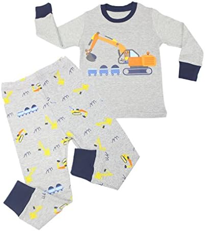 Mumkiss Kids Pajamas Set, 100% Cotton Children Sleepwear and Leisurewear (5T, Grey)