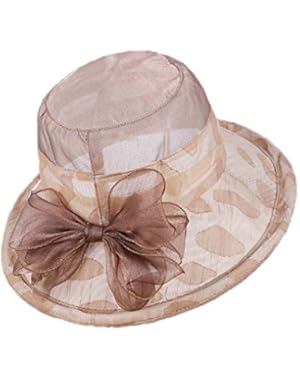 Womens Summer Sun Beach Velvet Hat Foldable Wide Brim Bowknot Cap