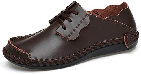 ChicWind Mens Wide Feet Shoes Casual Leather Comfort Lace-Up Sneaker Dark Brown