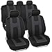 BDK Rome Sport Car Seat Covers, Full Set (Charcoal on Black) – Front and Rear Bench Back Seat Cover Set, Easy to Install with Two-Tone Accent, Fits Most Auto Truck Van SUV