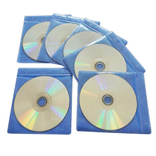 Baocool 100 Pack Premium CD DVD Sleeves,Thick Non-Woven Material Double-Sided Refill Plastic Sleeve for CD and DVD Storage Binders Disc Case (Blue) - Thumbnail 2