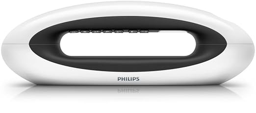 title=Philips M5501WG Mira Elegante Telefono Cordless, Display Standard, Grigio/Nero