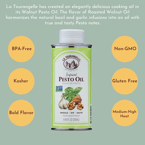 LA TOURANGELLE, PESTO INFUSED OIL, DRIZZLE ONTO PASTA AND SALADS, WHISK IN SEASONINGS FOR EASY DIPPING SAUCE, VINAIGRETTE, OR MARINADE, 8.45 FL OZ
