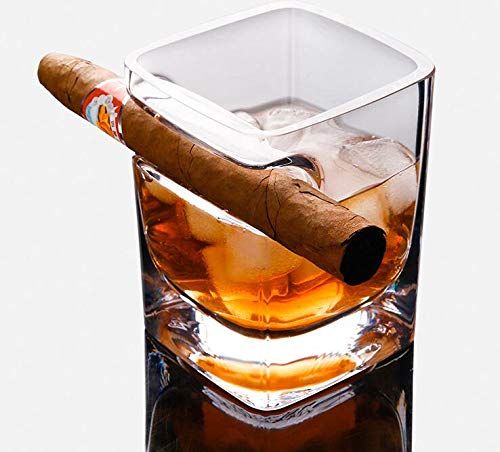 Cigar Whiskey Glass Old-Fashioned Whiskey Glass with Built-in Humidor. Suitable for Whiskey, Scotch Whiskey, Beer, Wine, Spirits (A)