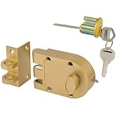 Sumbin Jimmy Proof Deadbolt Lock with Keyed (Gold Color) with 2 Brass Keys
