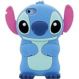 Blue Stitch Case for Apple iPod Touch 4 th 4th Generation 3D Cartoon Animal Cute Soft Silicone Rubber Character Cover,Kawaii Animated Funny Cool Skin Shell for Kids Guys Child Teens Girls(Touch 4th)