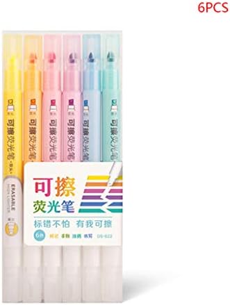 RUINAIER 6pcs Double Head Erasable Highlighter Pen Marker Pastel Liquid Chalk Fluorescent Pencil Drawing Stationery