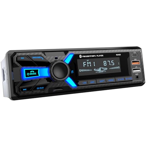 RDS Bluetooth Car Radio, Wistrue 1DIN Car Radio with Type-C Charging Port Stereo Car Bluetooth FM/AM with MP3 Player Hands-Free / 2 USB/AUX/SD Supports Android and iOS
