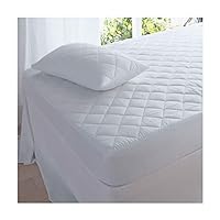 MA ONLINE Fancy Extra Deep 12 Inches Pollycotton Fitted Diamond Quilted Matress Protector Pillow Covers White Double