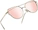 Joopin Cateye Sunglasses for Women, Metal Frame Flat Lens Womens Sunglasses Polarized (Gold Frame Pink Mirrored Lens)