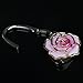 Folding Handbag Purse Bag Hanger Durable Table Hook Hang Holder Rose Flower Shape (Pink)