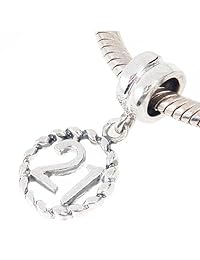 Hitos Número 21 Dangle Encanto Plata De Ley 21st Birthday Bead para pandora Encanto Pulsera (21)