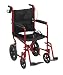 Drive Medical Lightweight Expedition Transport Wheelchair with Hand Brakes, Red