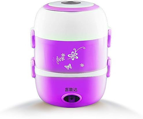 yxhflo 3 layer electric lunch boxes The lunch box heating Plug-in steaming hot lunch boxes Steaming hot rice. Stainless Steel Inner pot,3 tier Purple