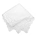 Milesky White Wedding Handkerchief Pure Cotton, Soft Ladies Hanky with Crochet Lace CH06