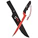 Fish Elite Razor Sharp Blood Red 9” inch Blade Fillet Knife for Fishing Filleting with Unique Offset Filet for Kitchen Outdoor Fisherman Gear and Equipment Boning with Protective Nylon Sheath