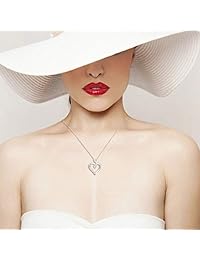 Billie Bijoux - Collar de plata de ley 925, diseño de corazón infinito, chapado en platino, circonita cúbica redonda, joyería fina para mujer, 18.0 in, día de la madre