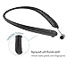 Rioddas Wireless Headphones Retractable Earbuds Sport Neckband Bluetooth headphones HD Stereo Bluetooth 4.1 Earphones w/ Mic IPX5 Sweatproof fo Gym Workout Talk Time Up To 15 Hours UPGRADED（Black）