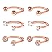 Ruifan 6PCS Ball & Crystal Ball & Cubic Zirconia Nose Septum Horseshoe Earring Eyebrow Lip Helix Tragus Cartilage Piercing Ring 16G 10mm - Rose Gold