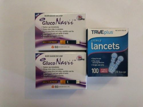 100 Gluco Navii Glucose Test Strips + 28 Gauge Lancets