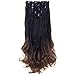 LELINTA 7Pcs 16 Clips 24 Inch Wavy Curly Full Head Clip in on Double Weft Hair Extensions Dark Brown To Ginger Brown
