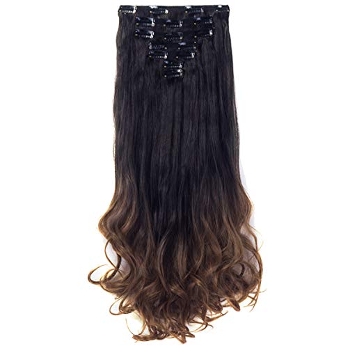 3-5 Days Delivery 7Pcs 16 Clips 24 Inch Wavy Curly Clip in on Double Weft Hair Extensions