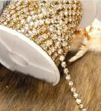 10- Yards 2mm Close Crystal Rhinestone Chains Trim Crafted DIY Ideas-Gold