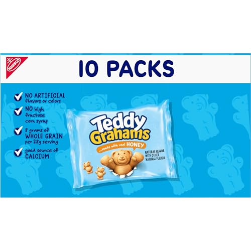 TEDDY GRAHAMS HONEY GRAHAM SNACKS, 10 KIDS SNACK PACKS
