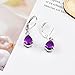 Auwer Earrings, Charming 925 Silver Waterdrop Cut Amethyst Dangle Drop Earrings Wedding Jewelry (Purple)