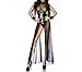 Sexy Long Nightgown Lingerie for Women Black Mesh Leather Transparent Nightdress