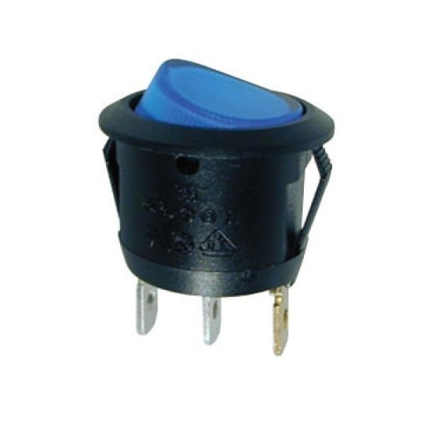 12-Volt-Round-3-Prong-BLUE-LED-Rocker-Switch-SPST-Toggle-Switch-12V-5-Pack