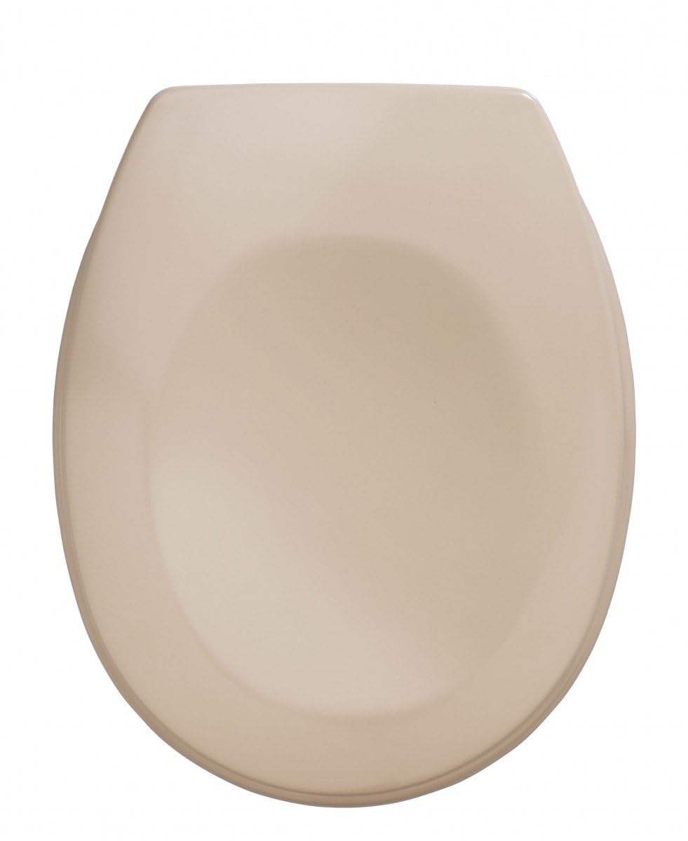 Wenko 17452100 Toilet seat Bergamo Beige rustproof Stainless Steel mounting, Plastic Duroplast, 37.2 x 44.4 cm, Beige