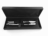 Carbon Fiber Ballpoint Pen Set - Metal Retractable Pen Tip with Black Ink - Smooth and Easy Writing for Men or Women in School, Office, Business & more | Adorable Gift Box Included (Chrome)