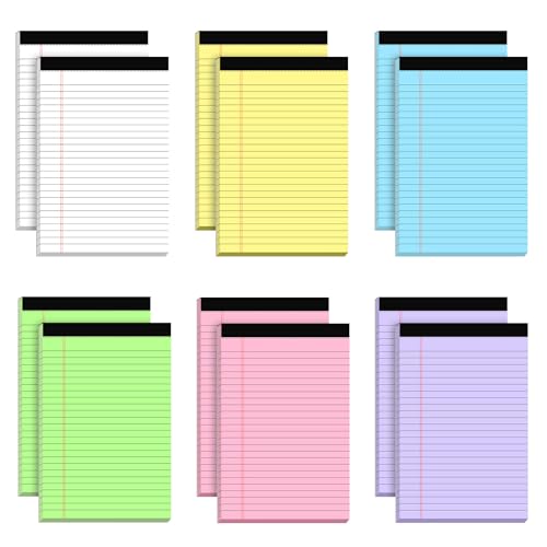 AILZFEI 12pcs Small Legal Pads 5x8 Colored Note Pads Paper College Ruled Notepad Clear Print Writing Pads 5 x 8 Legal Pads Perforated Narrow Ruled Pads of Paper (Multicolor)