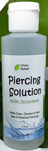 PIERCING SOLUTION ! Healing Sea Salts & Tea Tree AFTERCARE 4 oz, Ready to use. Safely Clean, Disinfect & Heal New & Stretched Piercings. Gentle Effective Natural & Soothing. Works fast