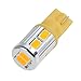 Partsam 5x Amber Yellow 10-5730-SMD Super Bright 168 2825 W5W 194 T10 LED bulbs Replacement For Cab Marker Clearance Top Roof Running Lights 12V Car Light