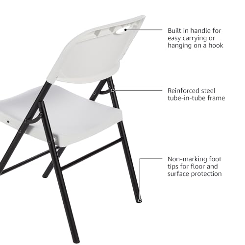 Amazon Basics Folding Plastic Chair, 350Pound Capacity, White, 4Pack