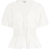 GUESS Women's Short Sleeve Jean Poplin Top