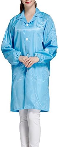 Button Up Lapel Collar ESD/Anti Static Overalls Coat Lab Coat (4XL, blue)