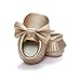 Norbi Baby Infant Toddler Bow Tassels Soft Sole Leather Shoes , 6-12 Months, #G- Gold