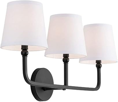 Capital Lighting 119331mb 674 Dawson 3 Light Bath Vanity Matte Black Finish With White Fabric Stay Straight Shade Amazon Com