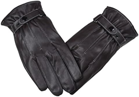 TAORE Men's Touchscreen Texting Winter Warm Leather Driving Gloves Cashmere (Coffee)