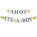 Ahoy Its A Boy Banner Nautical Themed Whale Anchor Sailor Garland Baby Shower Birthday Party Decorations [Large Size]