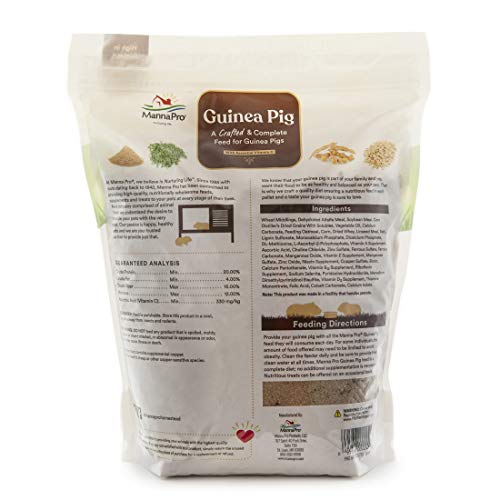 MANNA PRO GUINEA PIG FEED – WITH VITAMIN C – COMPLETE FEED FOR GUINEA PIGS – NO ARTIFICIAL COLORS OR FLAVORS – 5 LB
