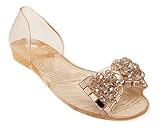 Maybest Women Summer Bling Bowtie Peep Toe Jelly Sandal Flat Shoes